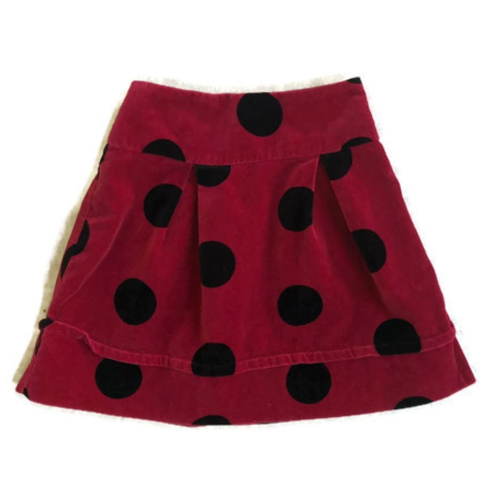 Childrens Place Red/Blk Polka Dot Velveteen Skirt